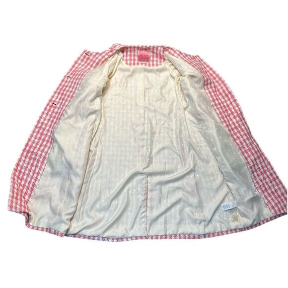 Kate Spade New York Gingham Tweed Coat Size Large – Pink & Ivory A-Line Jacket - Picture 3 of 10